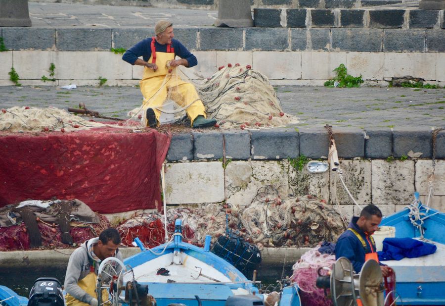 Sicilian coastline fishermen